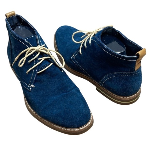Blass Mens Genuine Suede Chukka Boots Dark Blue Lace Up Rubber Soles Size 9.5 - Picture 2 of 13